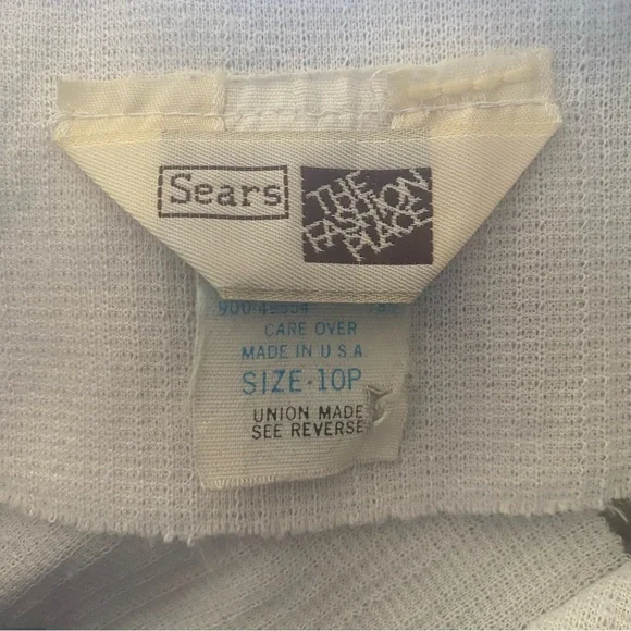 VTG Fashion Place polyester Union Made Dress! White with Pastels. USA. Size 10p. - Picture 13 of 15